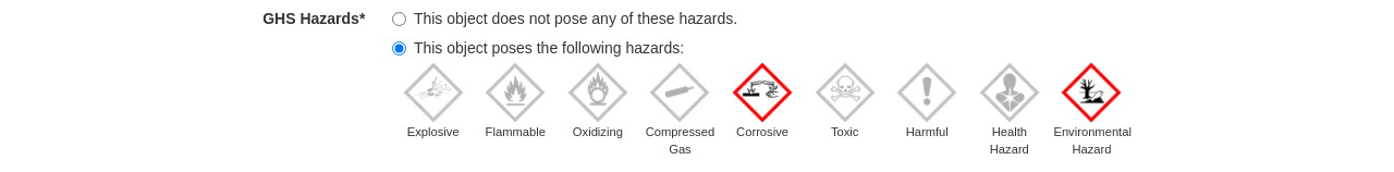 Input of GHS Hazards during Sample Creation
